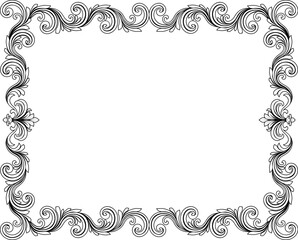A filigree heraldic crest motif floral pattern border frame. Original design in a vintage style.