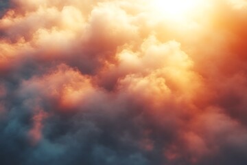 Dramatic sunset cloudscape, fiery orange and dark grey hues.