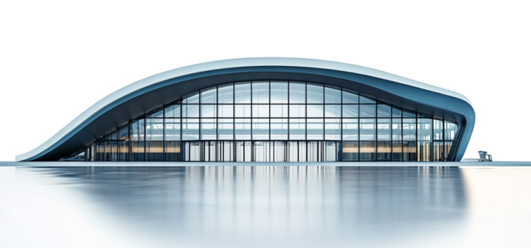 Modern Airport Terminal Architecture Isolated on White Background