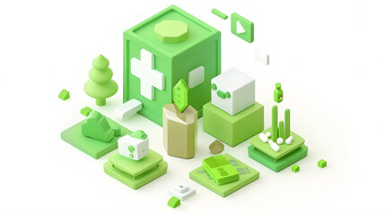 Obraz premium Green Screen streaming icon isometric 3D
