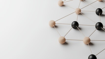 Obraz premium Detailed 3D Render of Interconnected Nodes in a Network Structure with a Minimalist Background for Creative and Technical Projects