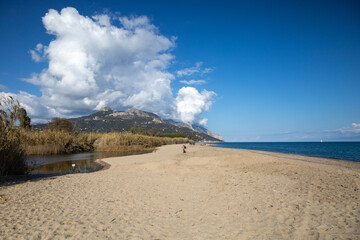 Sand dune between Tortolì pond and the sea, Sardinia, Italy