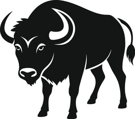 Bison icon silhouette, Buffalo silhouette isolated on white background, Bison  one line art , Vector illustration