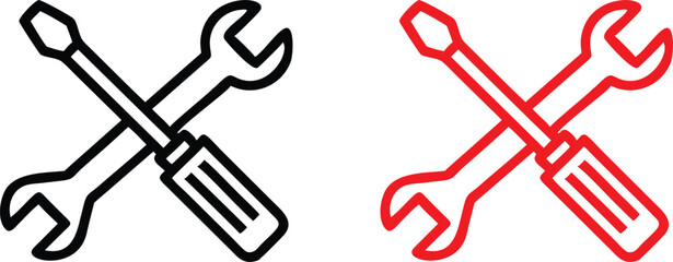 retro style icons, smiling robot faces, red and black color scheme, gear-shaped heads, simple geometric shapes, minimalist design, industrial aesthetic, cartoon characters, robotic avatars, contrastin