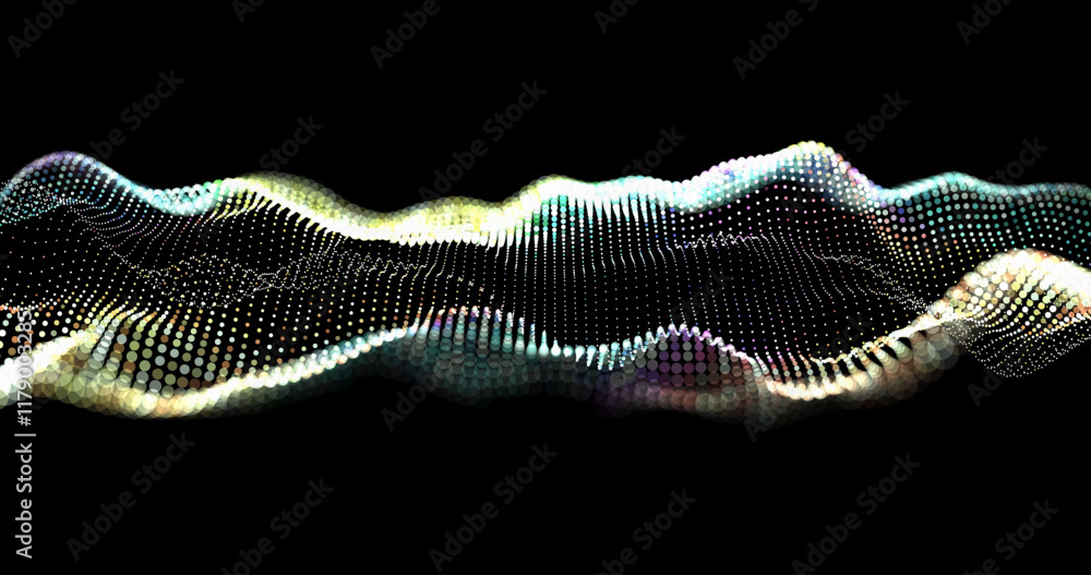 Poster wave pattern vector. 3d glowing abstract digital particles background. technology concept. abstract 