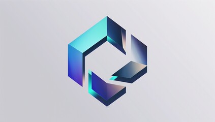 Fototapeta premium Logo design featuring geometric shapes, a blue and purple gradient color scheme, and a white background.