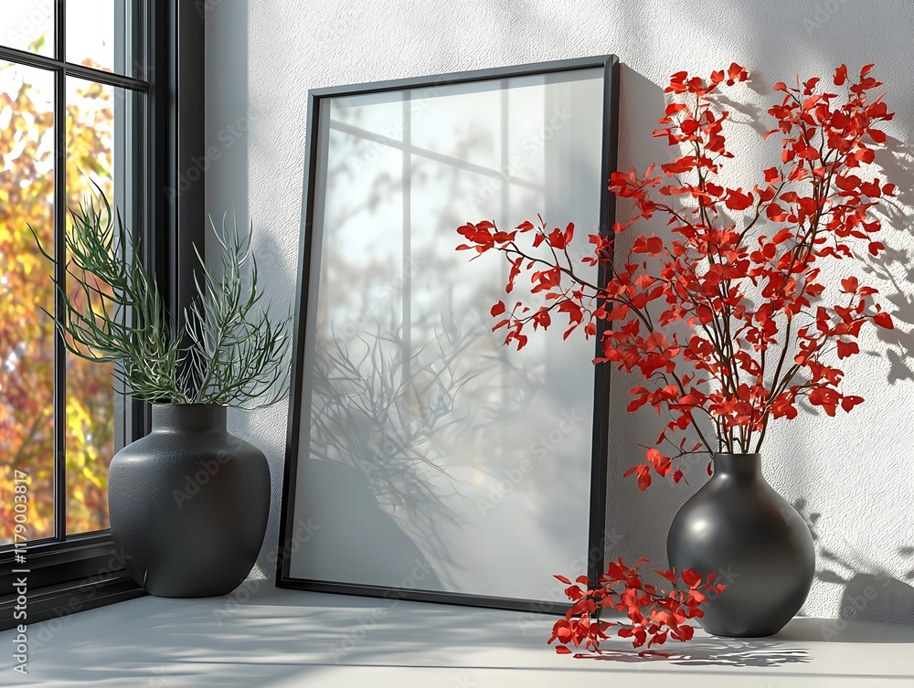 Poster elegant minimalist black frame on solid background symbolizing simplicity and elegance