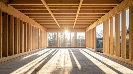 Wooden frame of a new house under construction