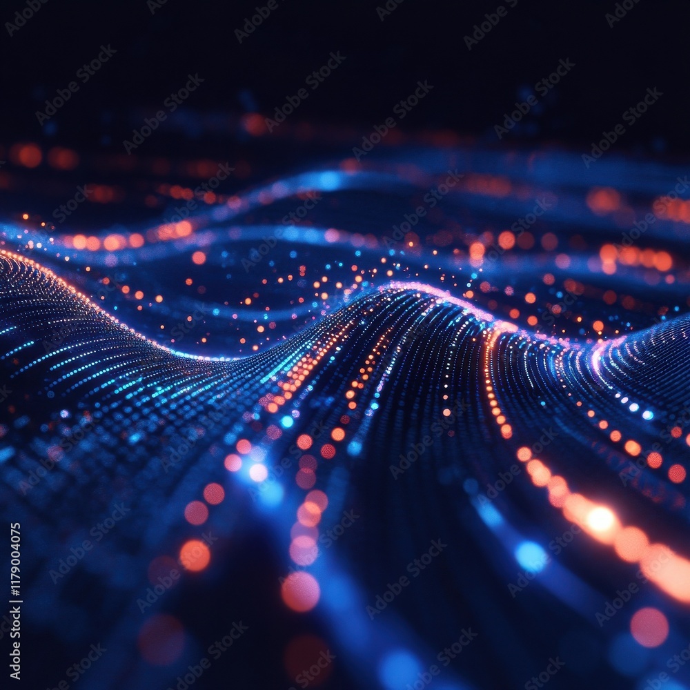Poster data waves. modern neon abstract backdrop. virtual ciberspace.