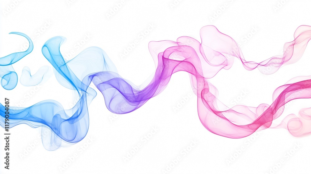 Poster abstract colorful waves - dynamic flowing lines on white background