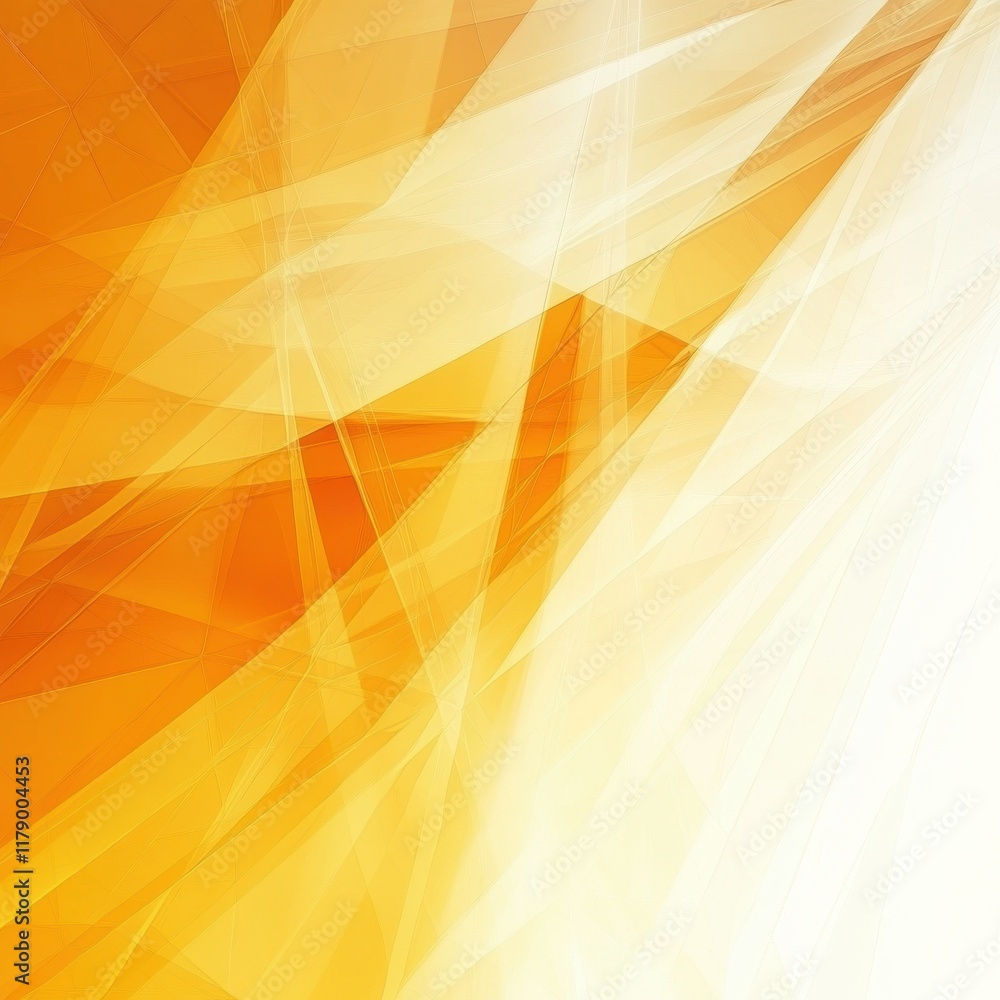 Poster technology abstract fractal lines background with low poly pattern, yellow orange and white color.