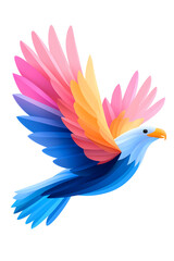Abstract 3D eagle paper cut shape, isolated on a white background