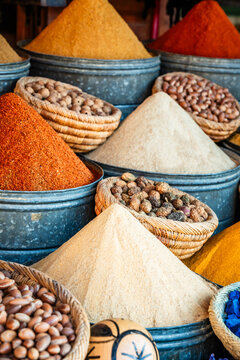 Spices for sale at the bazaar, Morocco