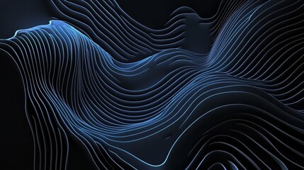 Naklejka premium Dark grey black abstract background with blue glowing lines design for social media post, business, advertising event. Modern technology innovation concept background