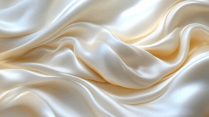 Obraz premium Smooth ivory silk fabric with elegant drapes and folds.