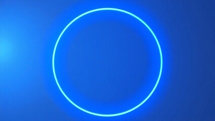 glowing neon blue circle in dark, blue big ring, ai generated