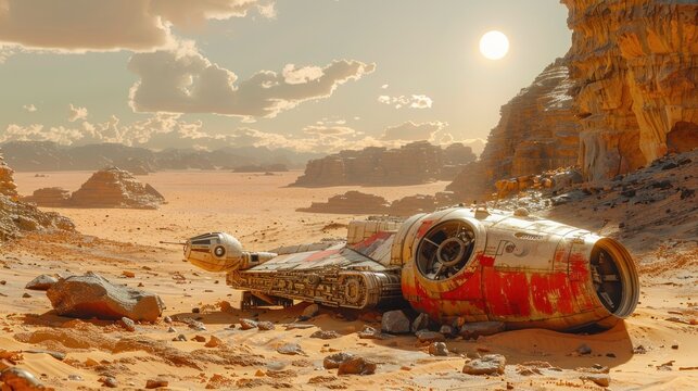 Abandoned X-Wing in the Desert Sun