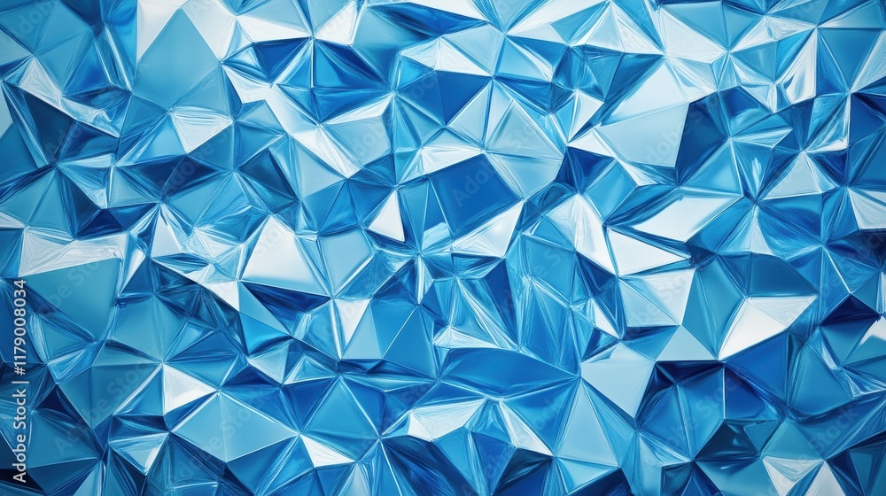 Poster abstract blue background with network of polygons