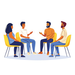 Four individuals seated at therapy group support