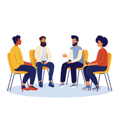 Four individuals seated at therapy group support