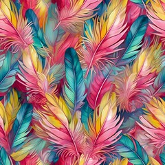 A vibrant pattern of colorful feathers