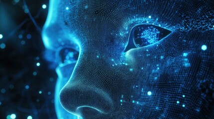 Technology concept Abstract and futuristic blue dots and lines connected together