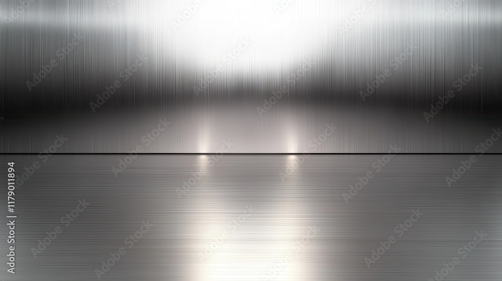 Poster a metallic silver background with a reflective texture, adding a futuristic and shiny appearance.