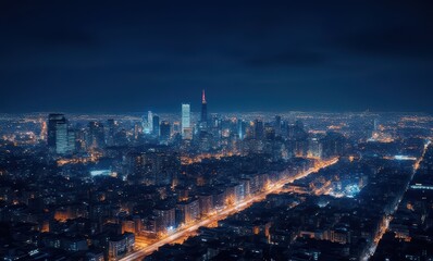 Illuminated cityscape at night