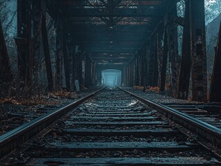Abandoned railroad interior slung derelict forsaken outcast