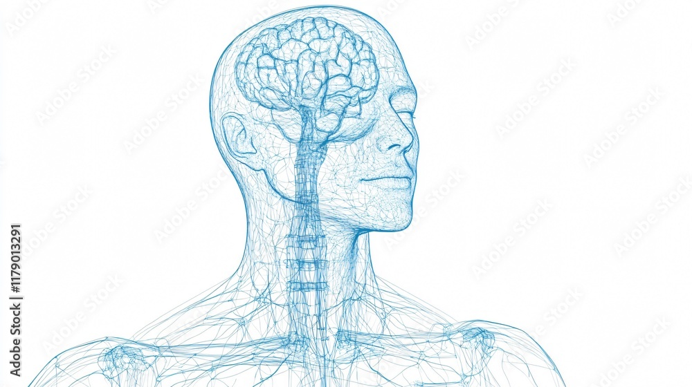 Poster abstract wireframe brain anatomy: exploring the complexities of human neural networks