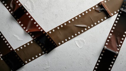 Film reels, Film stripe torn paper, film grain texture 