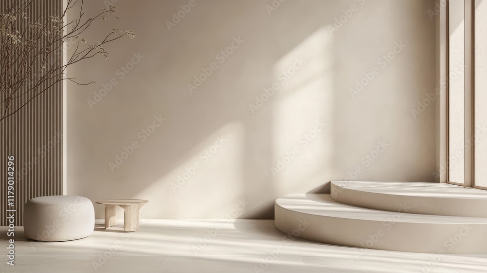 Poster clean and minimalistic background with light beige accents and subtle abstract geometric patterns id