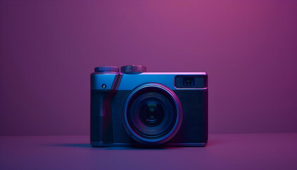 Digital Camera 3D Render Purple Background