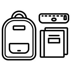 Obraz premium 책가방과 학교 준비물 아이콘