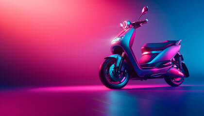 Neon Lit Electric Scooter 3D Render
