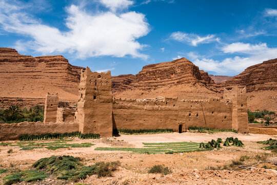 Old ruins of the Kasbah in the Ziz Gorge valley, Morocco