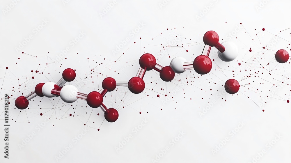 Aufkleber abstract 3d rendering of molecular structure with red and white spheres