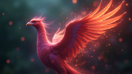 Obraz premium A Light Trail Biomorphic Fusion of a phoenix