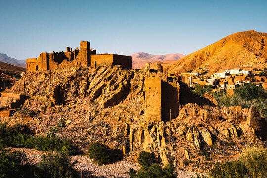 Old ruins of the kasbah at sunset, Boumalne Dades, Morocco