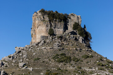Perda Liana a beautiful and imposing rock monolith on Supramonte in National Park of the Gulf of Orosei and Gennargentu. Ogliastra, Sardinia, Italy