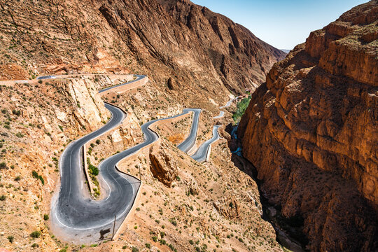 Zig zag road in the Dades Gorges, Morocco