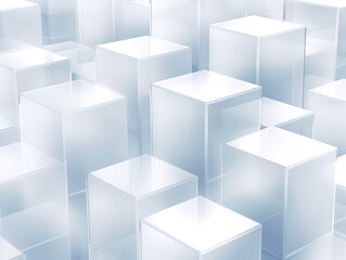 Amazing Minimalistic white 3D cubes creating an orderly grid, symbolizing structure and organization