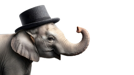 Obraz premium Elegant elephant wearing a stylish top hat
