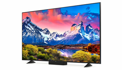 Stunning Mountain Lake Landscape 3D TV Screen Illustration