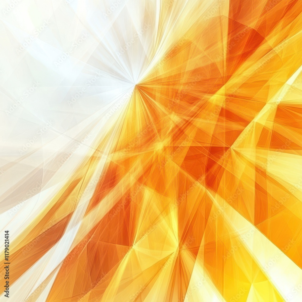 Poster technology abstract fractal lines background with low poly pattern, yellow orange and white color.