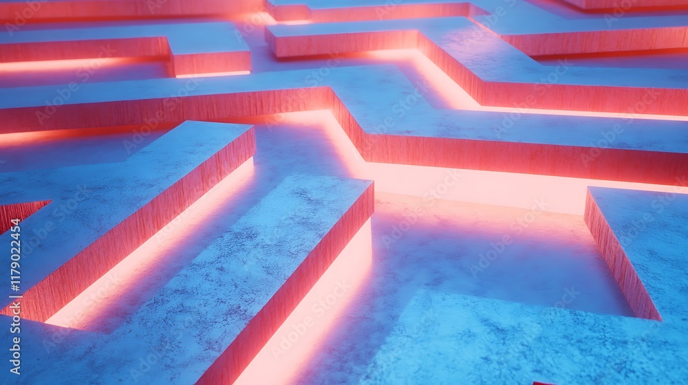 Poster abstract neon light zigzag pattern design