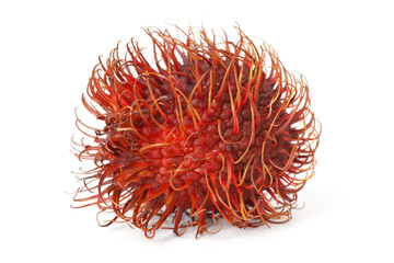Fototapeta premium Delicious ripe rambutan isolated on white. Exotic fruit