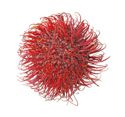 Naklejka premium Delicious ripe rambutan isolated on white. Exotic fruit