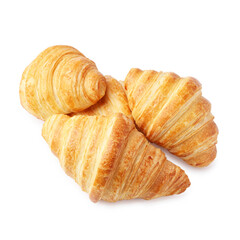 Tasty fresh croissants isolated on white. Puff pastry