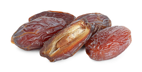 Many tasty dried dates isolated on white